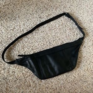 Black leather crossbody bag